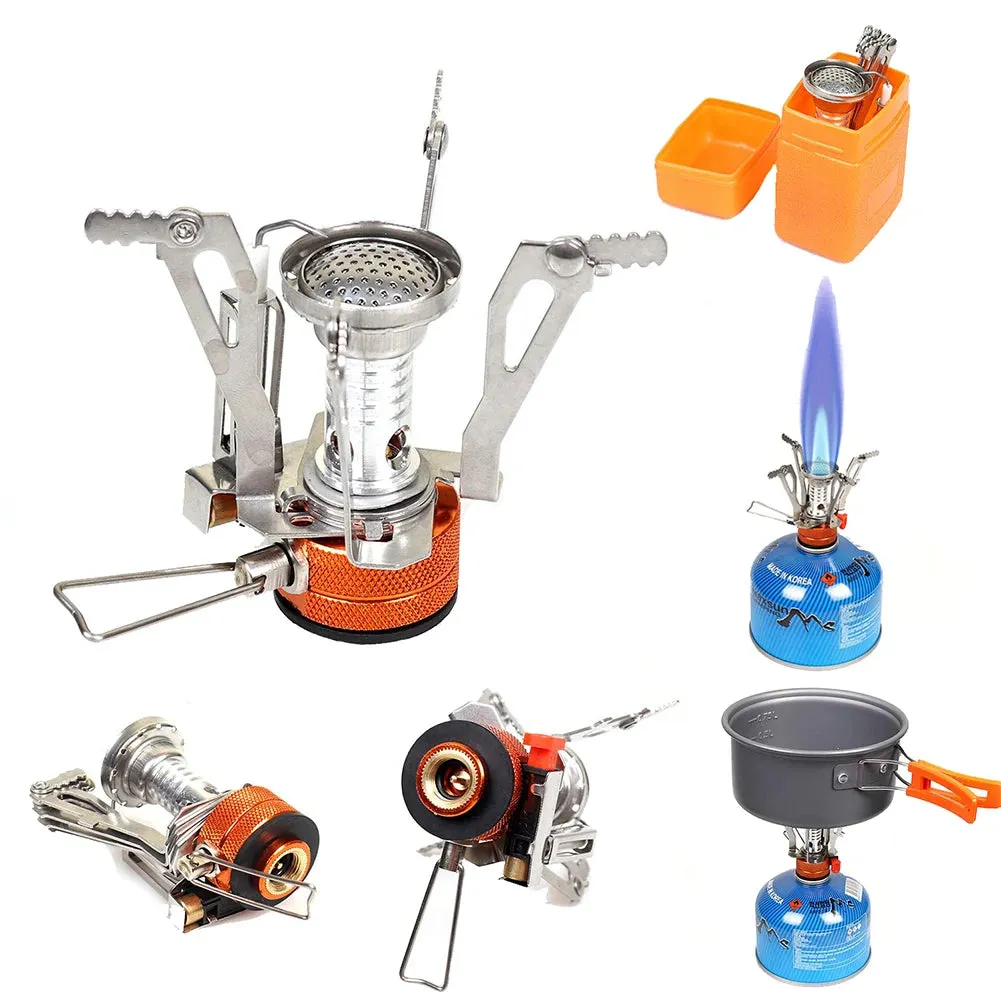 MOJOYCE Portable Camping Cookware Set with Mini Gas Stove