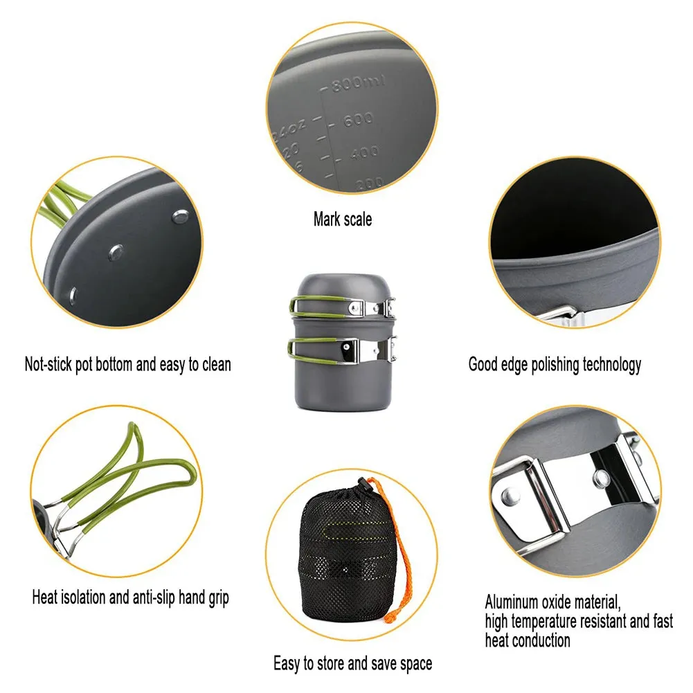 MOJOYCE Portable Camping Cookware Set with Mini Gas Stove