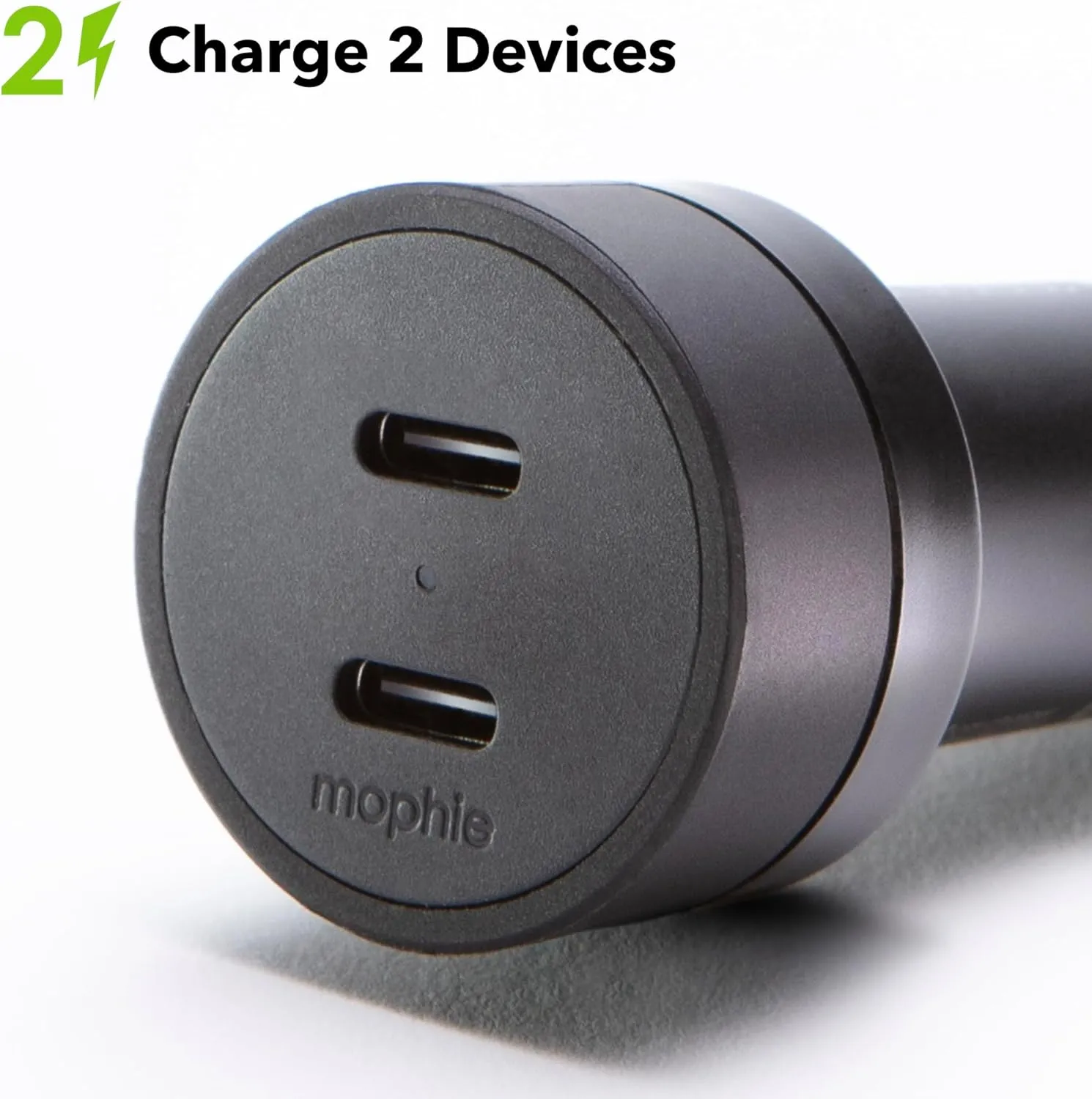 Mophie 60W Dual USB-C Car Charger, Universal AUX Compatibility, LED Indicator, Fast Charging, Multi-Device