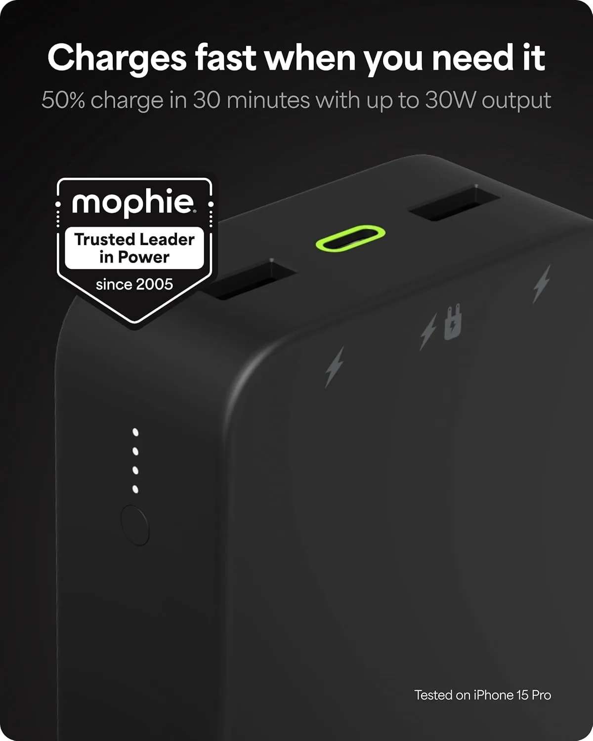 mophie Powerstation XL Power Bank 2023-20,000 mAh Large Internal Battery, (2) USB-A Ports and (1) 20W USB-C PD Fast Charging Input/Output Port, Travel-Friendly