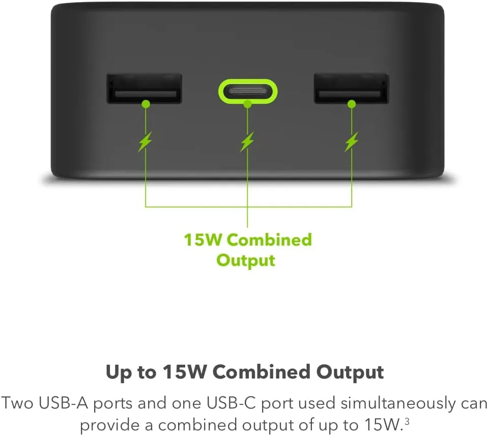 mophie Powerstation XL Power Bank 2023-20,000 mAh Large Internal Battery, (2) USB-A Ports and (1) 20W USB-C PD Fast Charging Input/Output Port, Travel-Friendly
