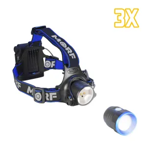 MORF B300 Head Lamp with Removable LED Flashlight 3 Pack