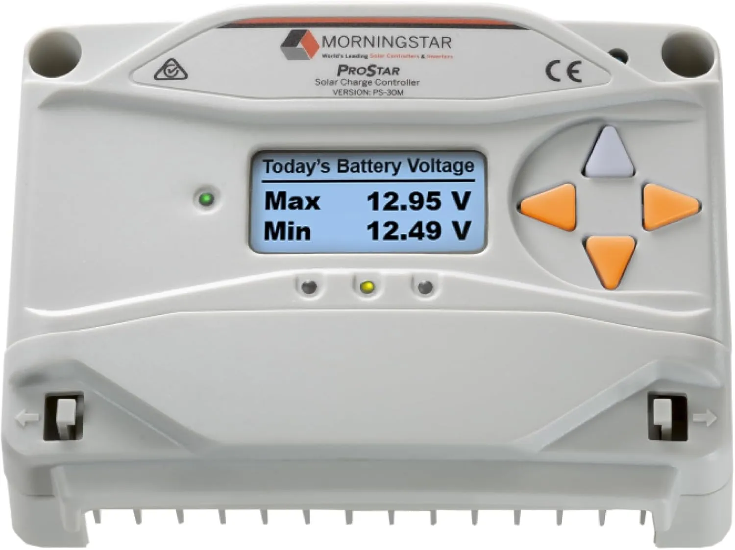 Morningstar Prostar 30A PWM Solar Charge Controller w/ Meter (PS-30M) - Solar Panel Regulator, Supports 12V/24V LA/Lithium Batteries, LVD/Lighting Ctrl, HazLoc Rated, Low Noise - Designed in The USA