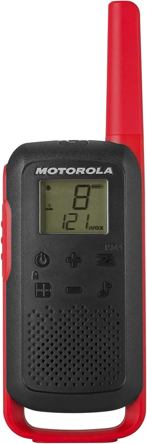 Motorola Solutions, Portable FRS, T210, Talkabout, Two-Way Radios, Rechargeable, 22 Channel, 20 Mile, Black W/Red, 2 Pack