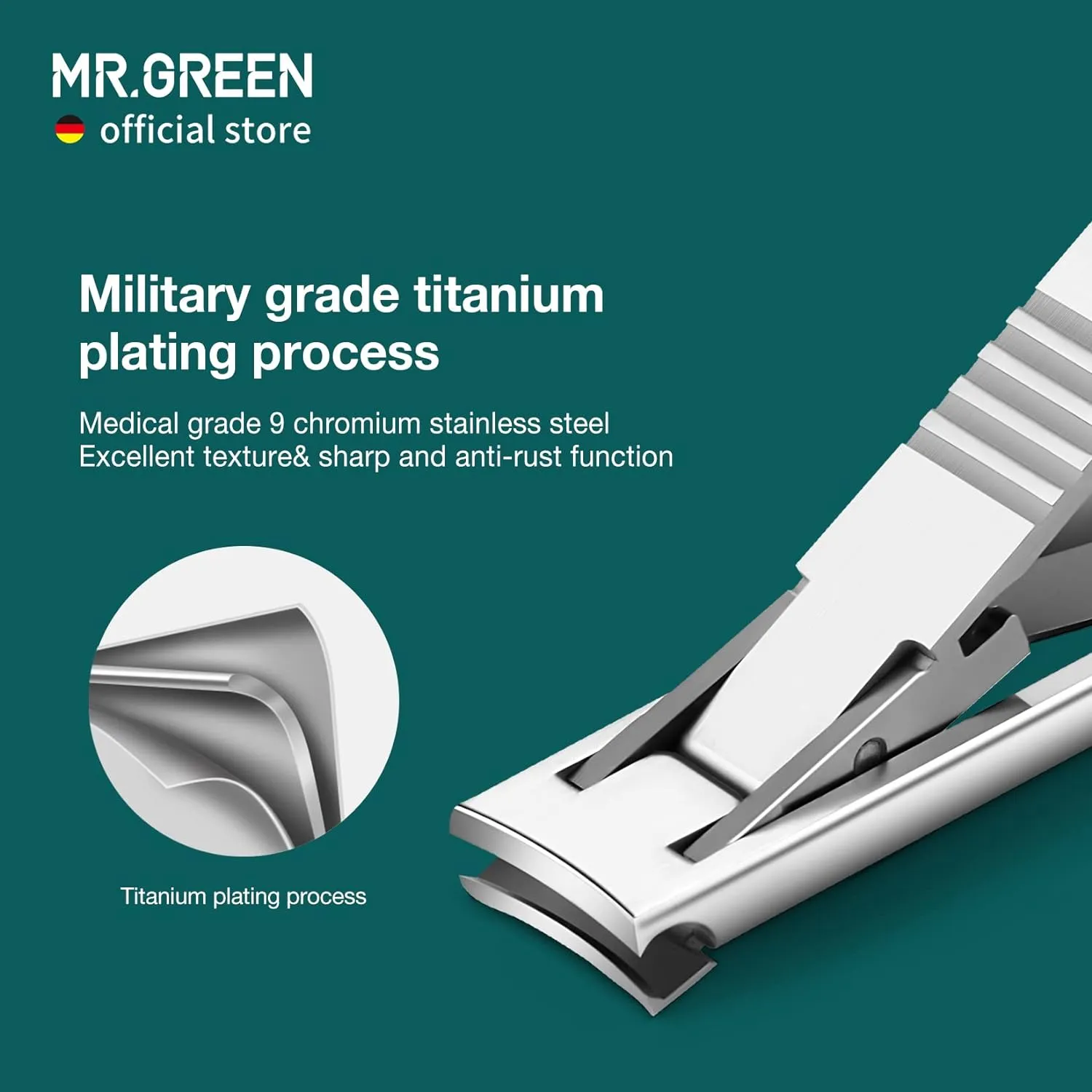 MR.GREEN Ultra Thin Nail Clippers German Precision Manufacturing Technology Nail Cutters with Cow Leather Cover Superior Texture (Light Grey)