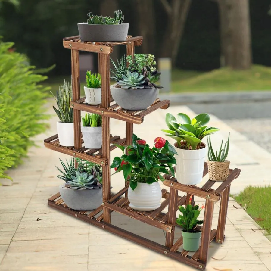 Multi-tier Wooden Plant Rack