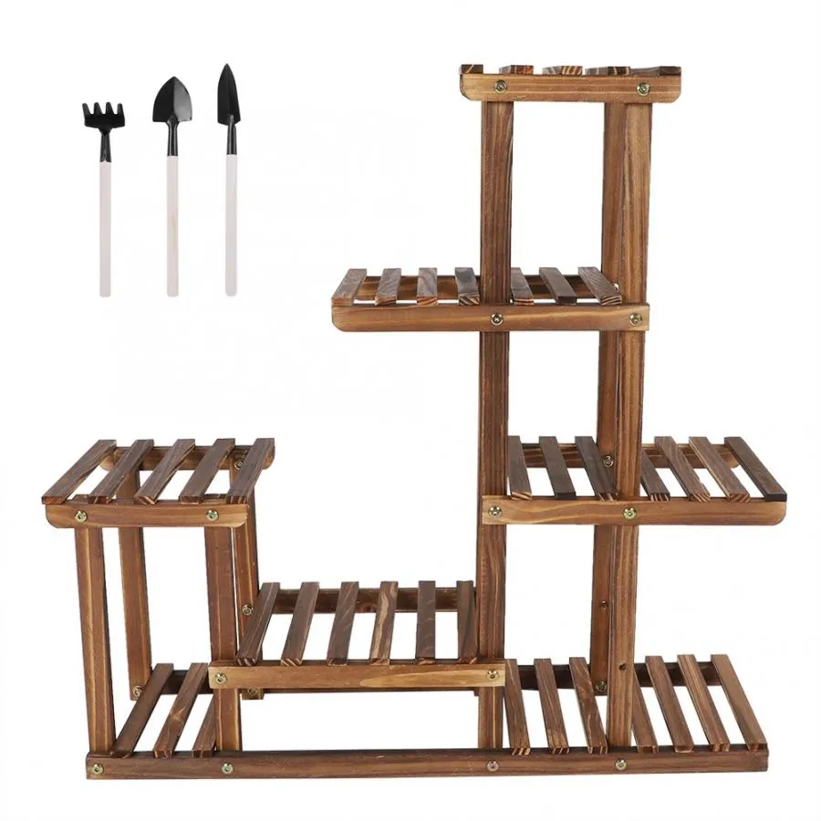 Multi-tier Wooden Plant Rack