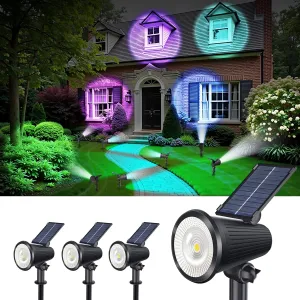 Multiple Colors Changing Solar Powered Spotlights Outdoor Waterproof Sunset Spot LED Lights Dusk to Dawn for House, Yard, Tree, Garden, Statues, 9 Vibrant Color Modes, Landscape Decoration 4 Pack