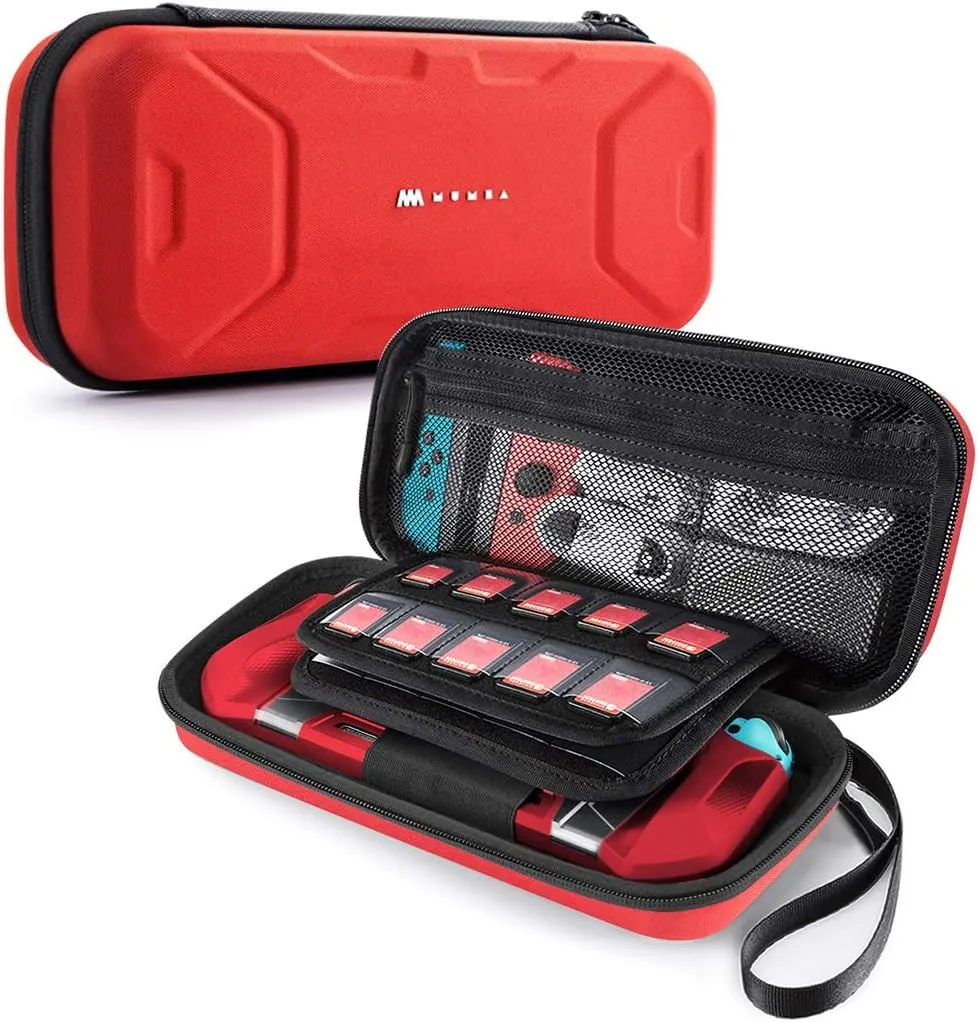 Mumba Carrying Case for Nintendo Switch OLED & Nintendo Switch, [Plus Version] Portable Protective Travel Carry Handbag Pouch for Blade/Battle Case [Large Capacity] (Red)