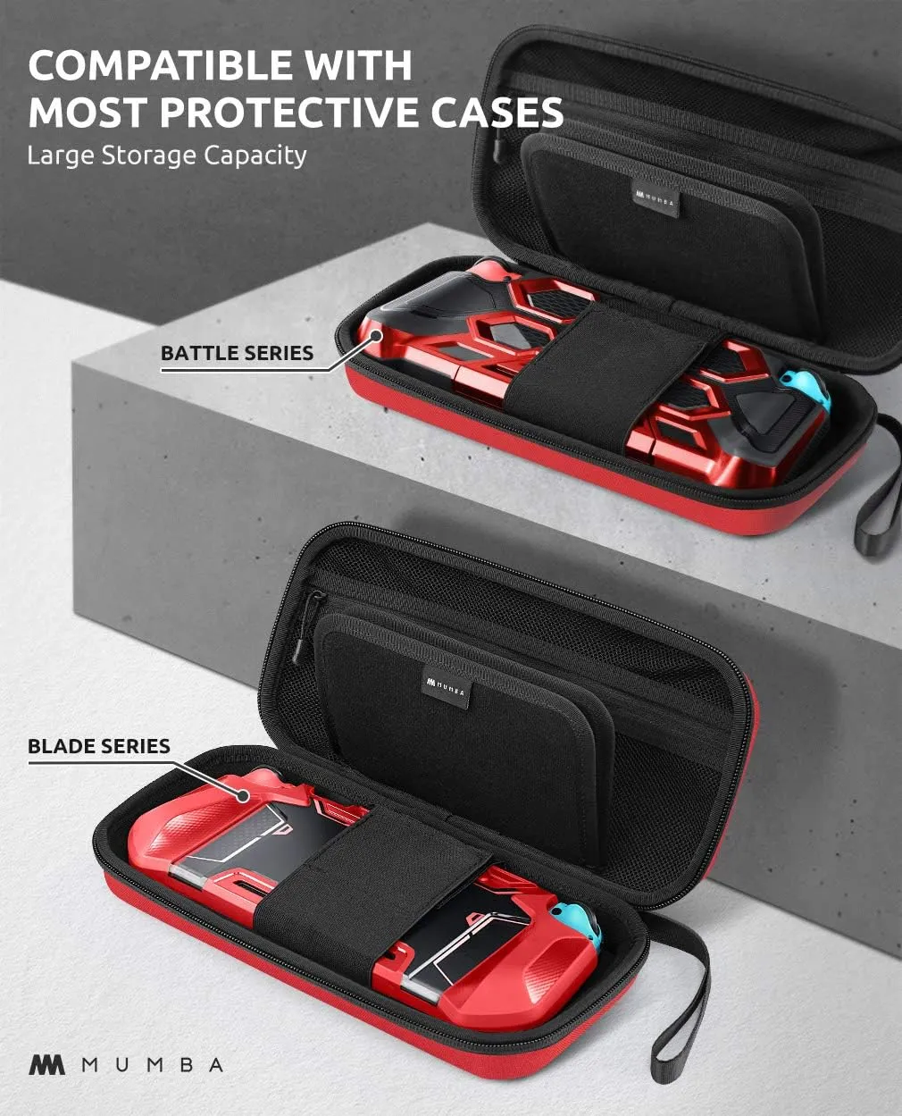 Mumba Carrying Case for Nintendo Switch OLED & Nintendo Switch, [Plus Version] Portable Protective Travel Carry Handbag Pouch for Blade/Battle Case [Large Capacity] (Red)