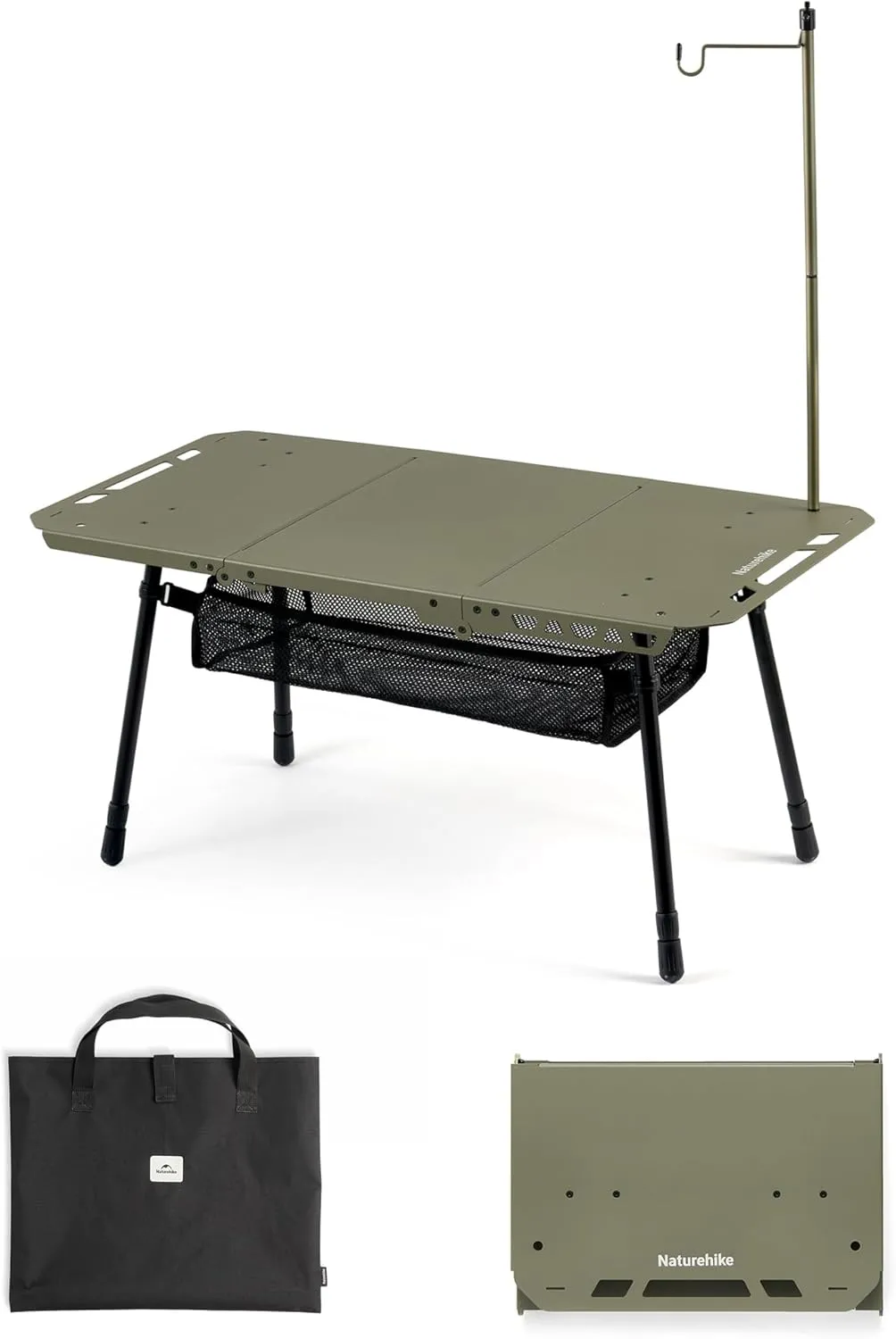 Naturehike Tactical Camping Table with Adjustable Height, Collapsible Table Lightweight with Carry Bag for Camping, Travel expeditions, Hiking, Picnics, BBQs & Beach Trips