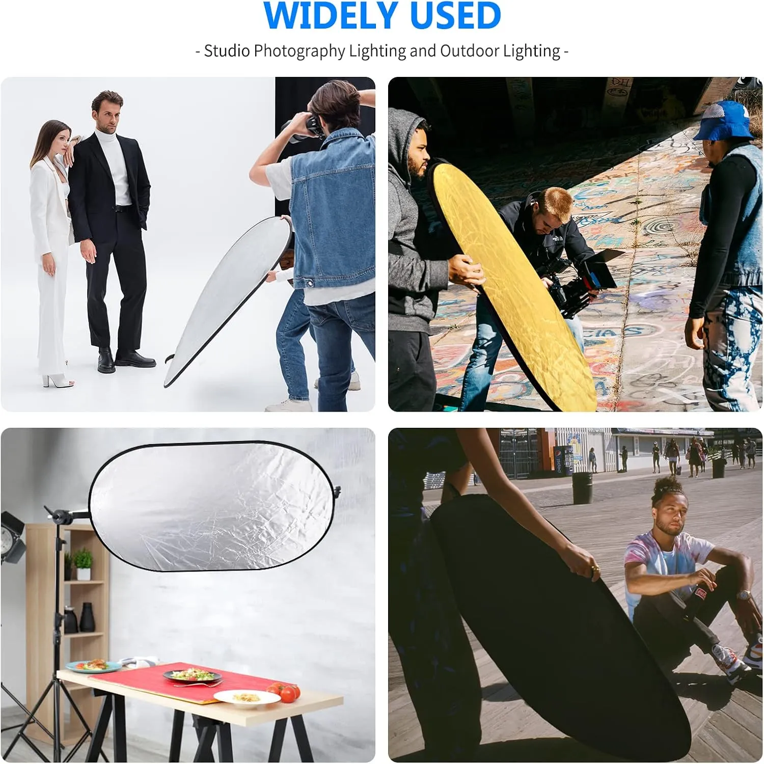 NEEWER 31"x47"/80x120cm Light Reflectors for Photography, Portable 5 in 1 Collapsible Multi Disc with Bag - Translucent, Silver, Gold, Black, White Diffuser for Studio and Outdoor Lighting