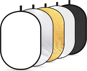 NEEWER 31"x47"/80x120cm Light Reflectors for Photography, Portable 5 in 1 Collapsible Multi Disc with Bag - Translucent, Silver, Gold, Black, White Diffuser for Studio and Outdoor Lighting