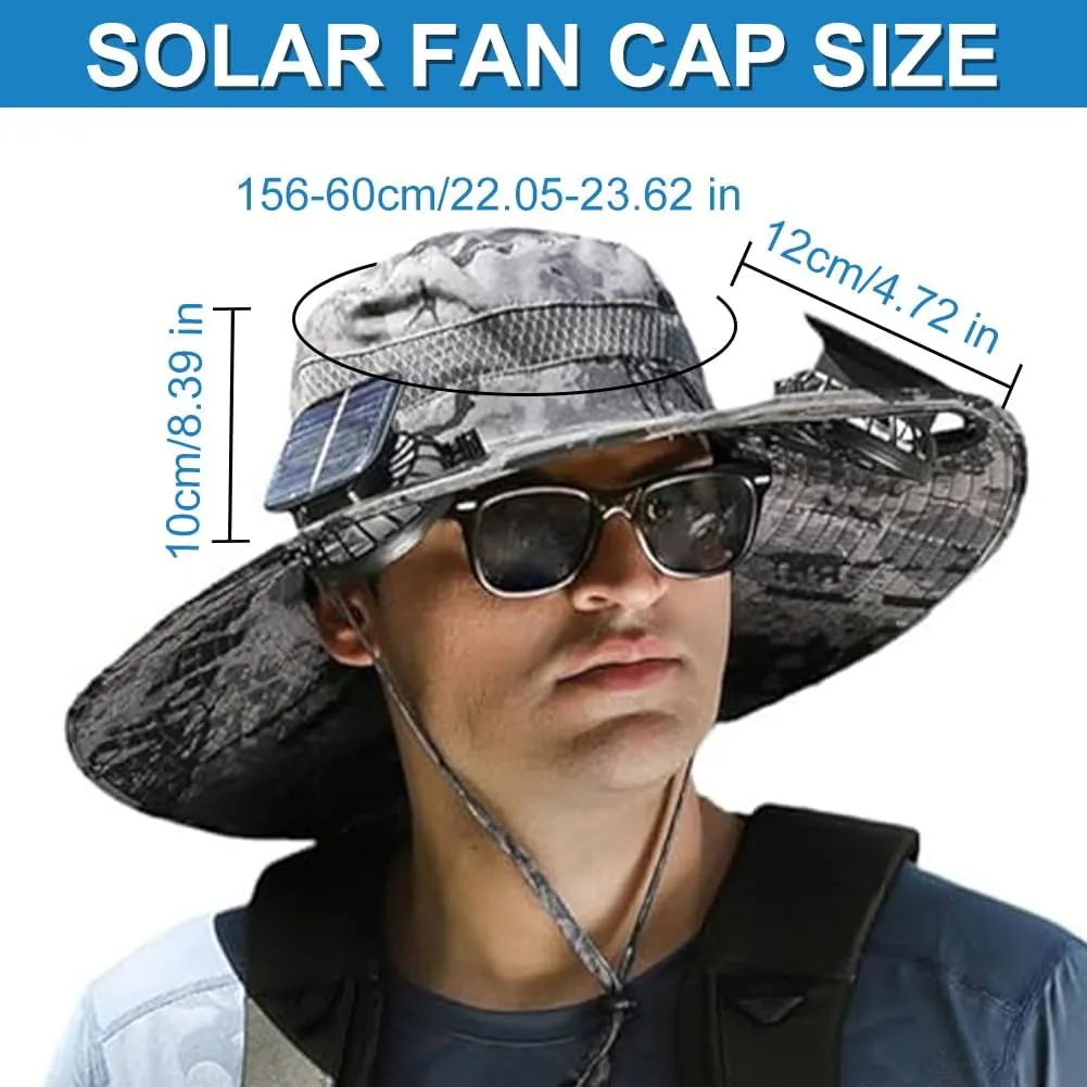 New Solar Fan Hat Sun Fishing Hat for Men Women with Solar Powered Panel Fans Built in Hiking Hats and Sunblock Sleeves