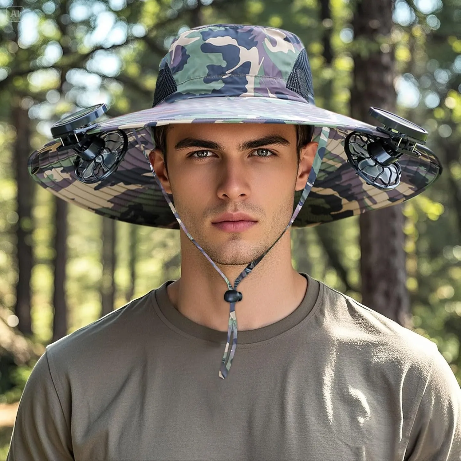 New Ultralight Solar Fan Sun Hat for Women & Men UPF 50  Sun with 2 Solar Fans Hats Camping Cool Wide Brim Bucket Hat