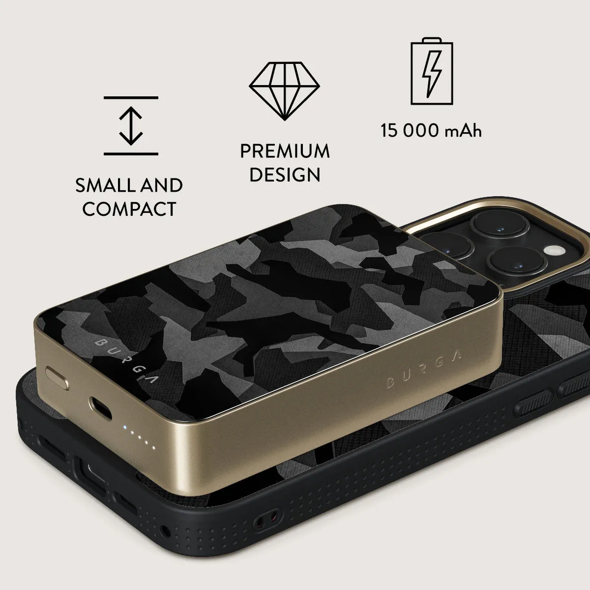 Night Black Camouflage - Magnetic Power Bank