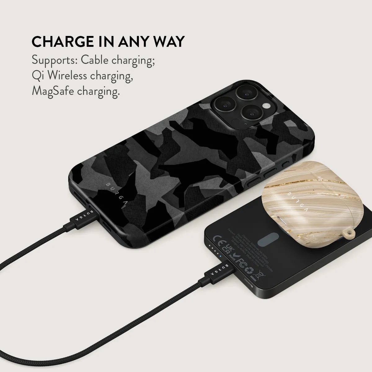 Night Black Camouflage - Magnetic Power Bank