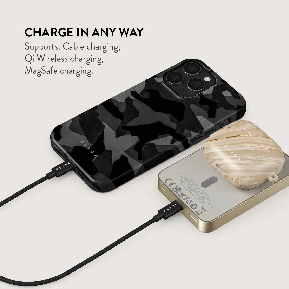 Night Black Camouflage - Magnetic Power Bank