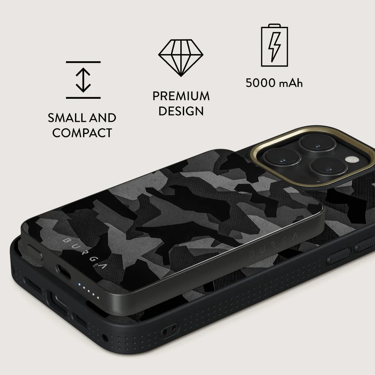 Night Black Camouflage - Magnetic Power Bank