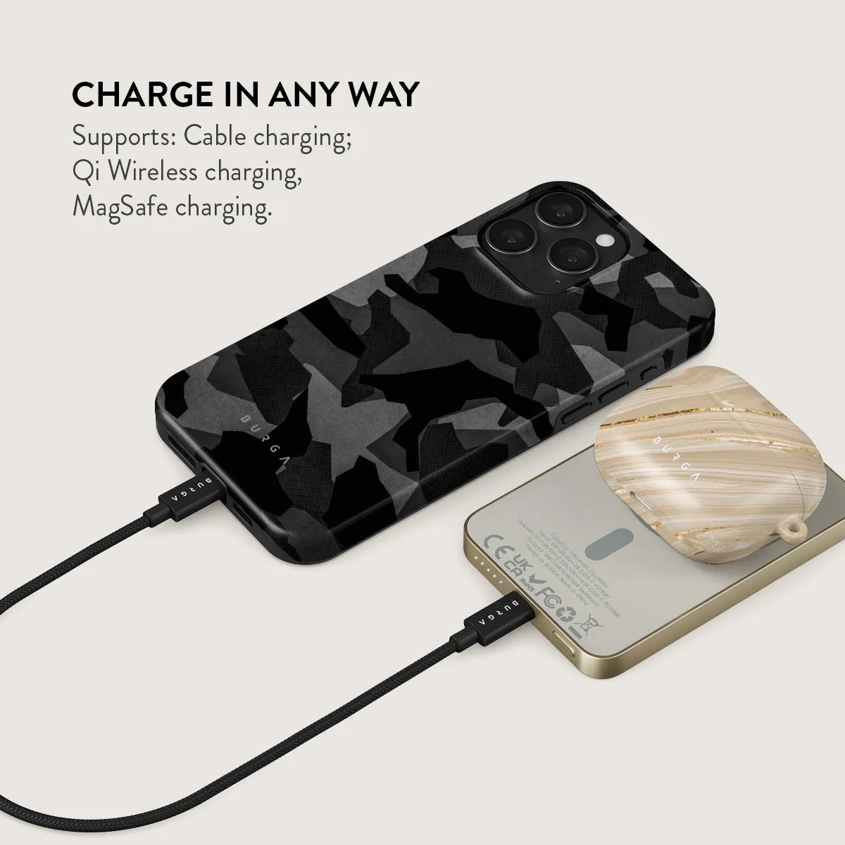 Night Black Camouflage - Magnetic Power Bank