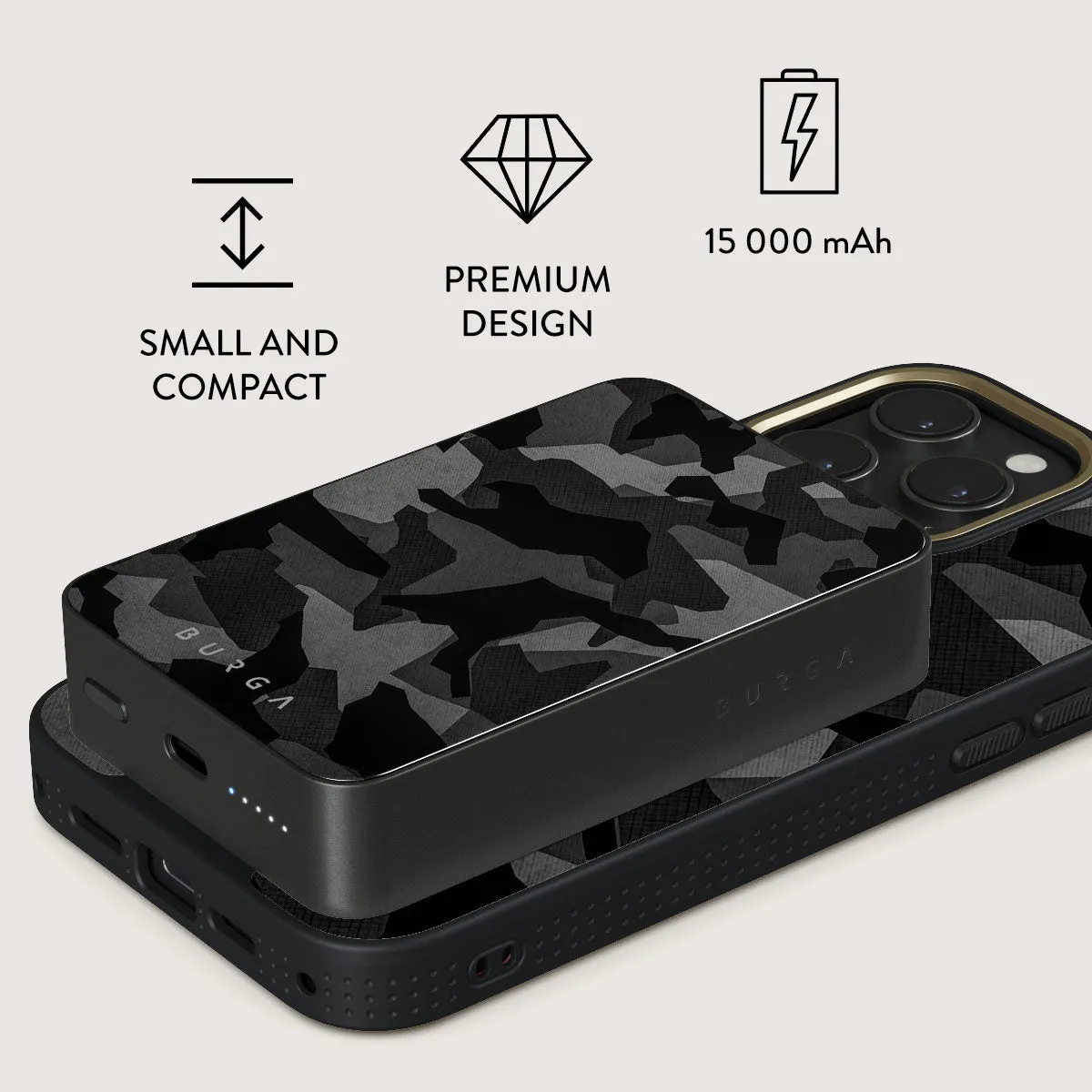 Night Black Camouflage - Magnetic Power Bank