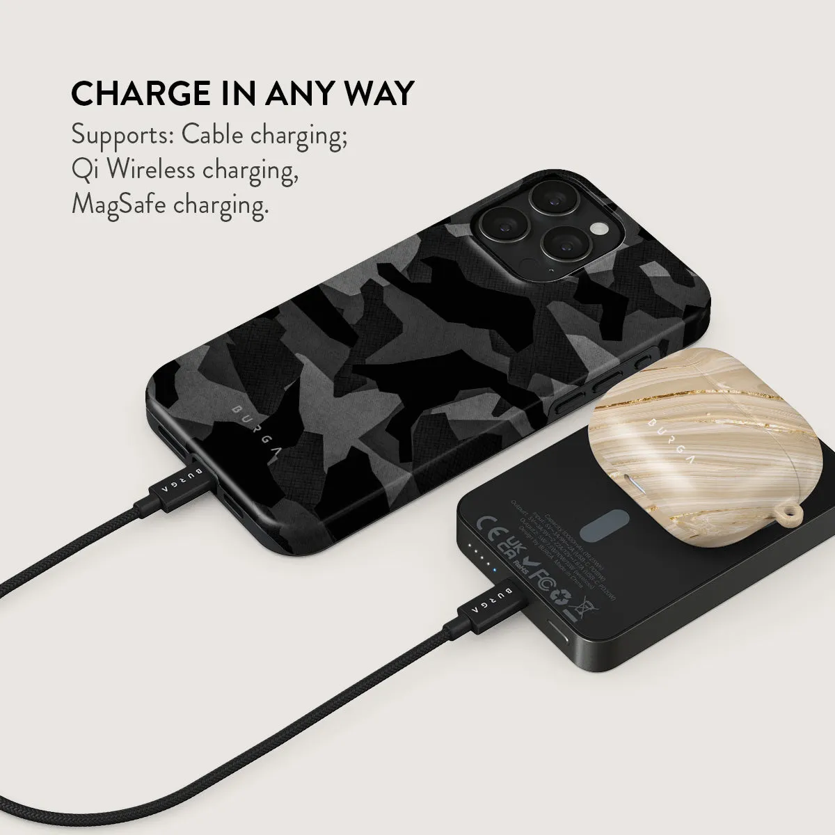 Night Black Camouflage - Magnetic Power Bank