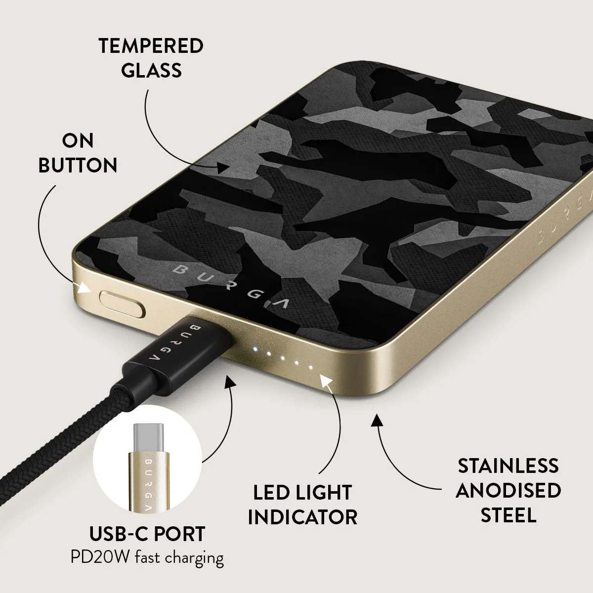 Night Black Camouflage - Magnetic Power Bank