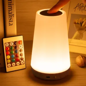 Night Light, Dimmable Touch Lamp for Bedroom, 13 RGB Colors & 5 Brightness, Portable Rechargeable Bedside Table Lamp for Baby Nursery, Night Lights for Bedroom Living Room Bathroom Hallways
