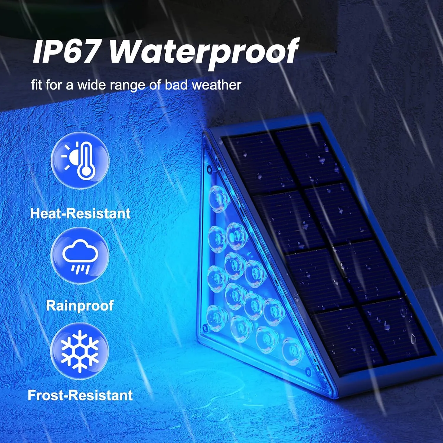 NIORSUN Solar Step Lights for Outside,12 Pack Blue LED Outdoor Step Lights, Stair Lights Outdoor for Patio, Fence, Yard, Walkway, Solar Powered Auto On/Off, IP67 Waterproof, Easy Install