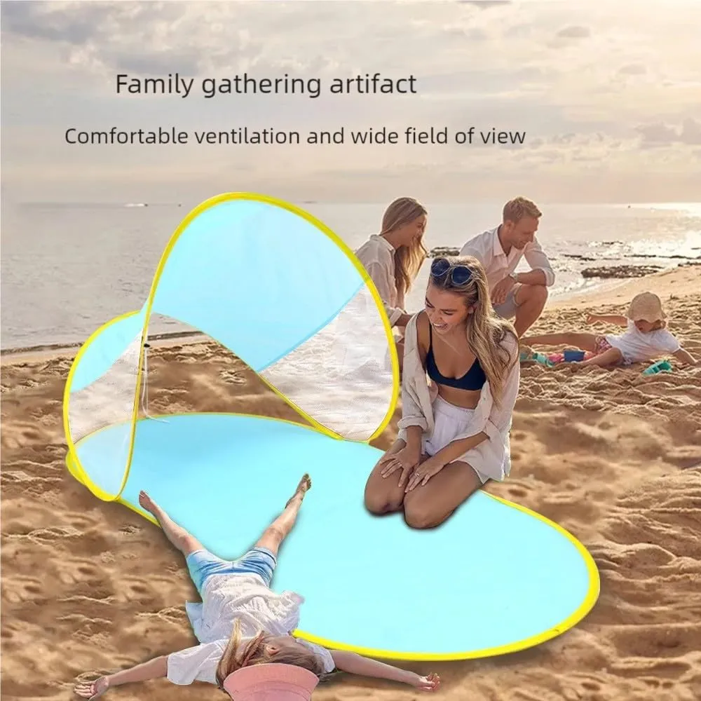 No Need to Set up Quick-Opening Beach Tents, Foldable Outdoor Sun-Protective Camping Beach Tents (red, Blue, Yellow, Green) (Yellow)