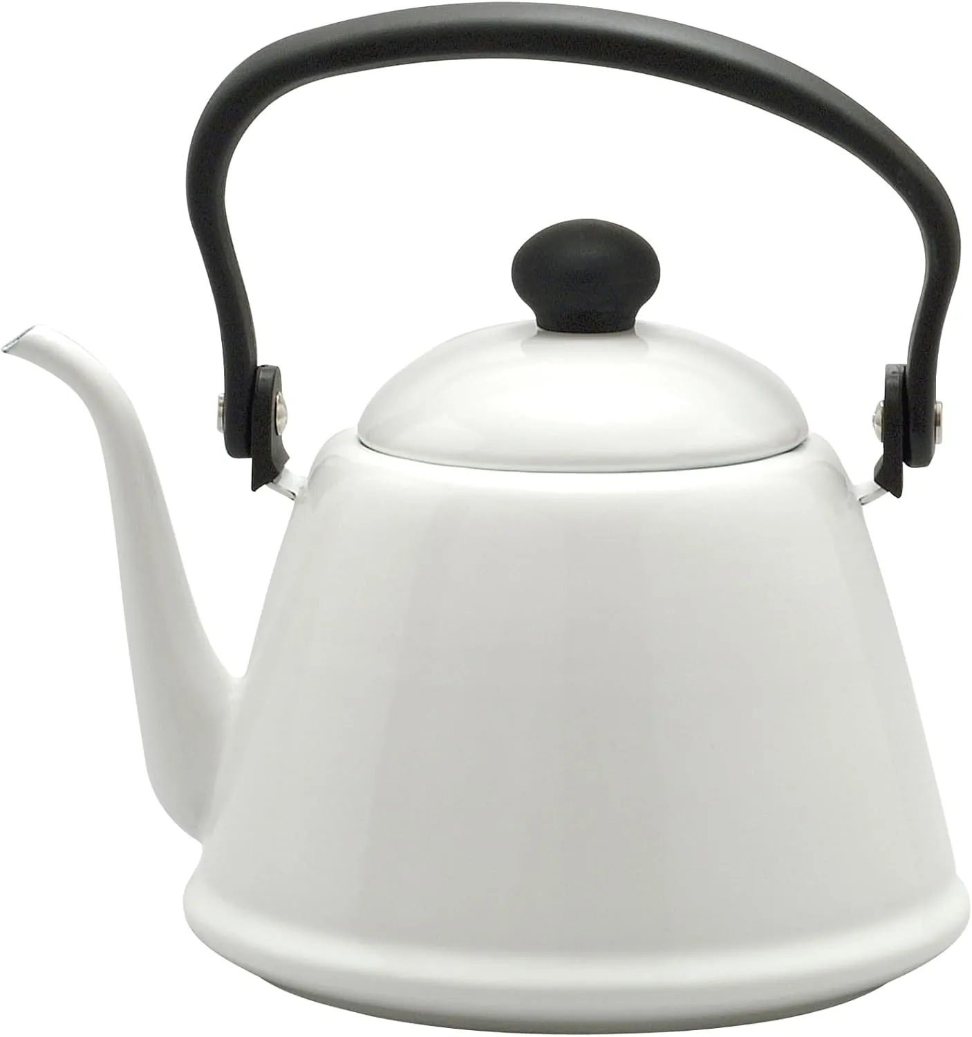 Noda Horo Drip Kettle II Enamel, 0.6 gal (2 L), Induction Compatible, White, Made in Japan DK-200W