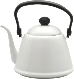 Noda Horo Drip Kettle II Enamel, 0.6 gal (2 L), Induction Compatible, White, Made in Japan DK-200W