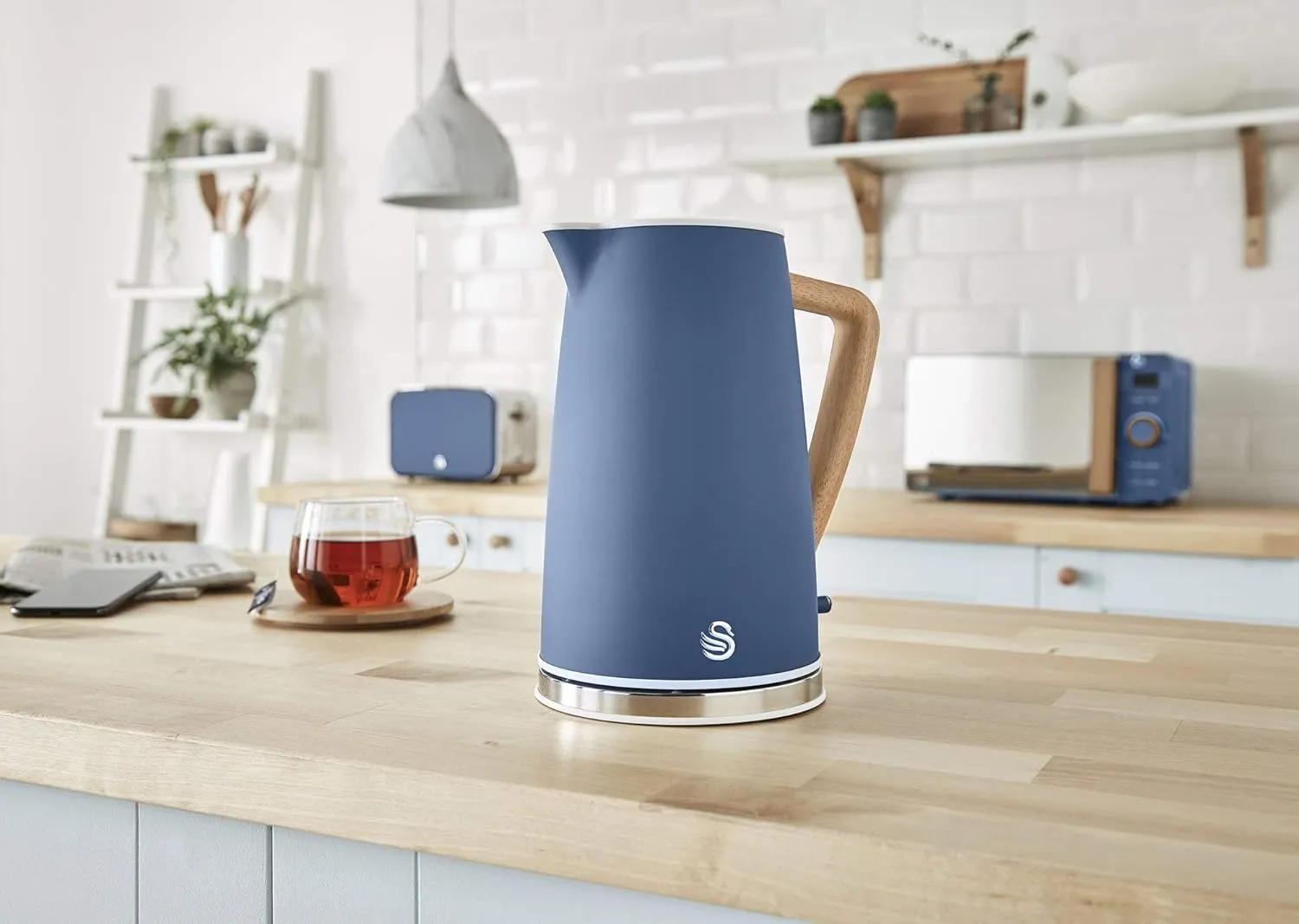 Nordic Kettle Unit) Multifunctional Blue Cordless Satisfaction guarantee 1.7L Swan (Display