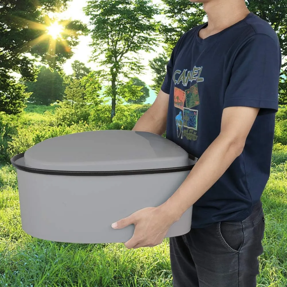 Ochine Portable Toilet Camping Porta Potty, Portable Folding Toilet with Lid, Indoor Outdoor Commode with Detachable Inner Bucket and Removable Paper Holder for Camping, Boat, Van, Emergency Use
