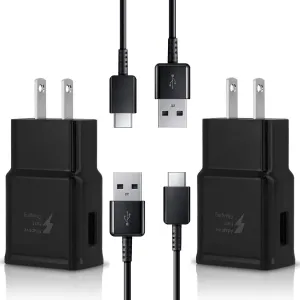 OEM Adaptive Quick Fast Charger Compatible with ZTE Axon 40 Ultra Space Edition Plus Full 15W Power Certified USB Type-C 5Gbps Data Cable. (2 Pack! / Black / 4FT, 1.2M)