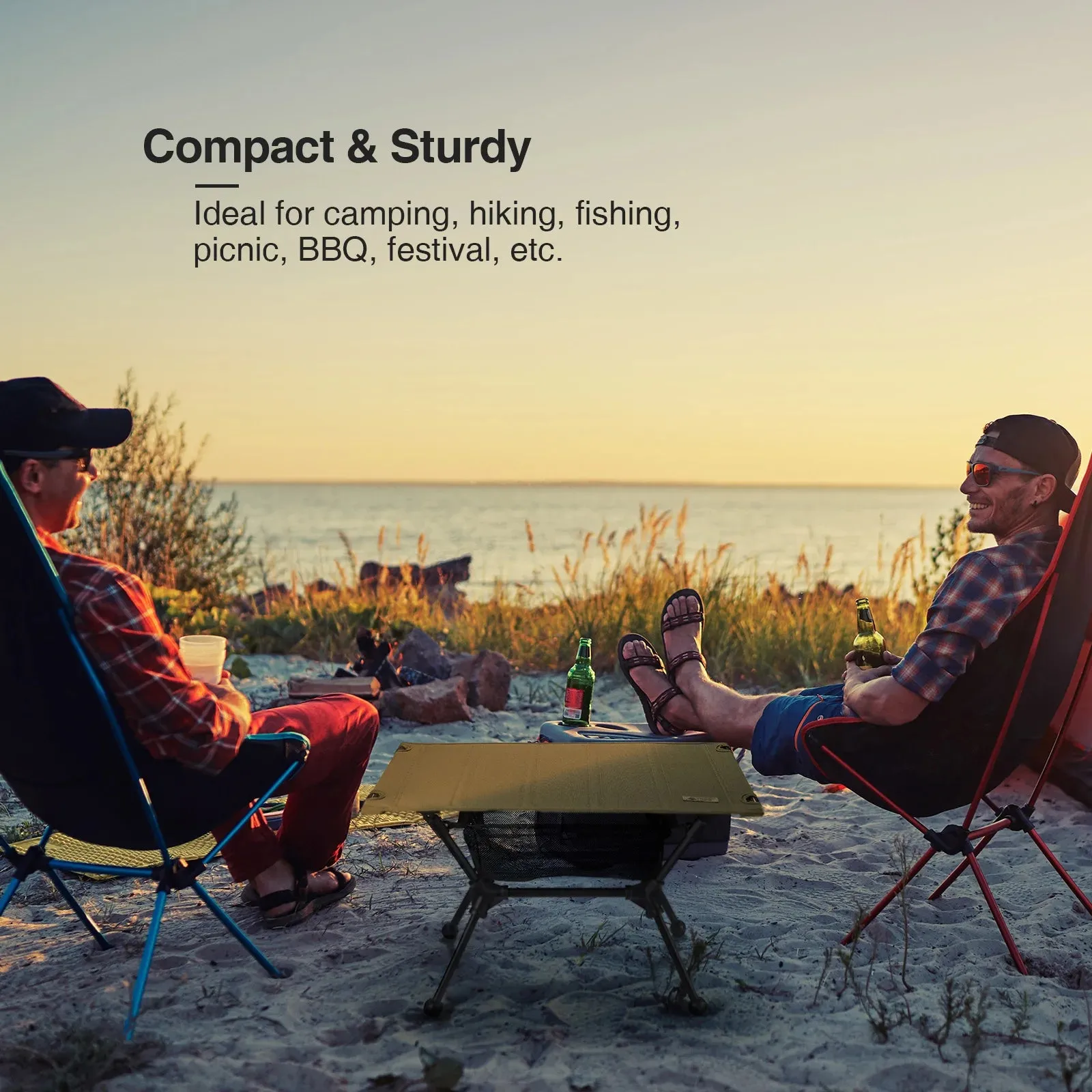 ONETIGRIS Dipper Foldable Camping Table with Mesh Storage – Lightweight Outdoor Furniture