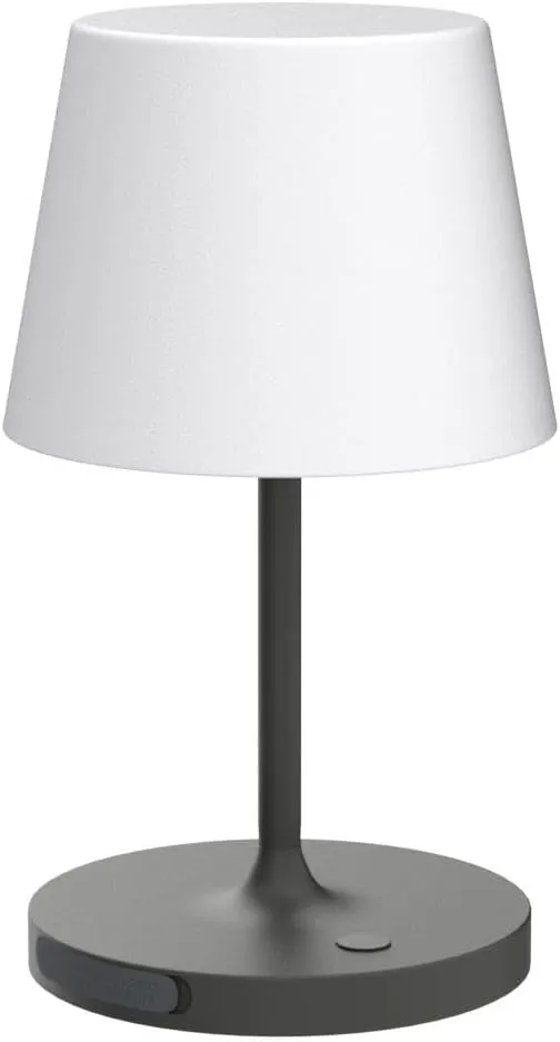Outdoor Battery Operated Table Lamp Waterproof, 4000mAh Cordless Table Lamp Rechargeable, Touch Dimmable Desk Lamp, LED Night Light for Patio Camping Restaurant Home, H9.6in, Dark Grey