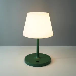 Outdoor Battery Operated Table Lamp Waterproof, 4000mAh Cordless Table Lamp Rechargeable, Touch Dimmable Desk Lamp, LED Night Light for Patio Camping Restaurant Home, H9.6in, Green