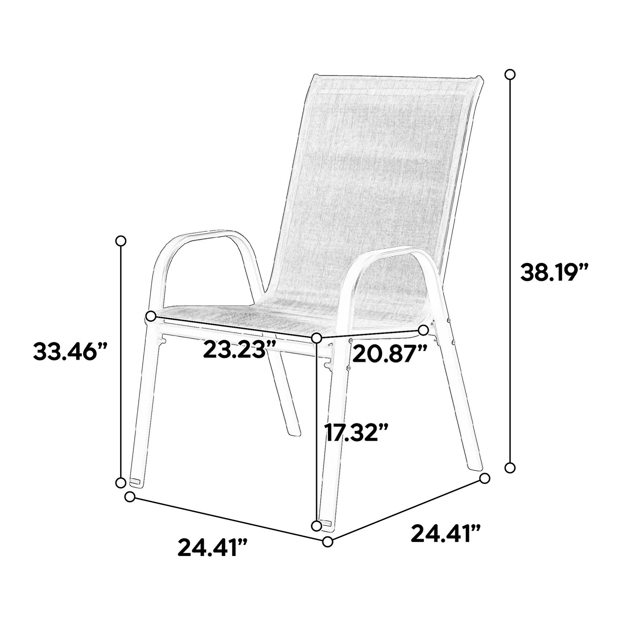 Outdoor Camping Chairs Set of 4, Garden Chairs with Armrest High Backrest for Garden, Patio, Pool, Beach, Yard