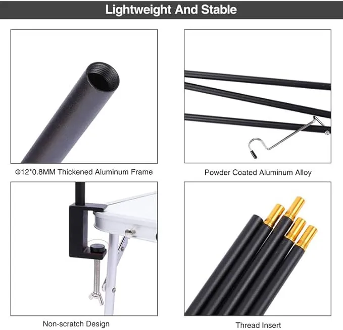 Outdoor Camping Hiking Lamp Post Pole Foldable Portable Fishing Light Lantern Fixing Stand Aluminum Alloy for Ground Table 2 in1