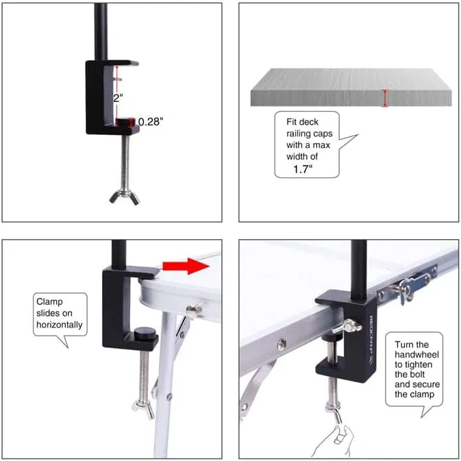Outdoor Camping Hiking Lamp Post Pole Foldable Portable Fishing Light Lantern Fixing Stand Aluminum Alloy for Ground Table 2 in1