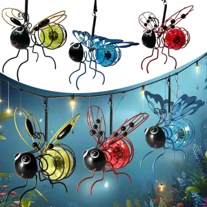 Outdoor Hanging Solar Bee Light, Solar Bee Lights Outdoor, Bee Solar Lights Outdoor Garden for Plant Lovers Moms Or Literally Anyone Who Smiles (Multicolor)