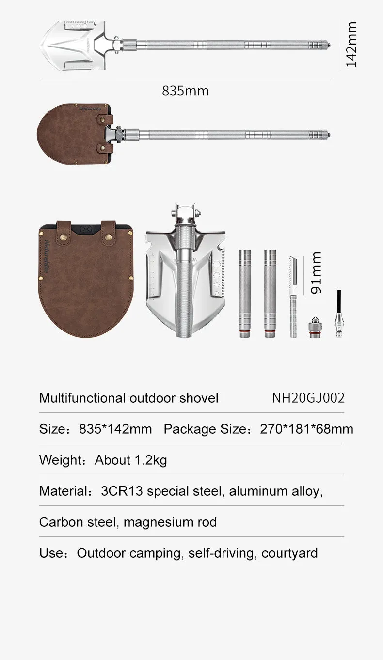 Outdoor Multifunctional Shovel Unique appearance Naturehike Group discount Silver