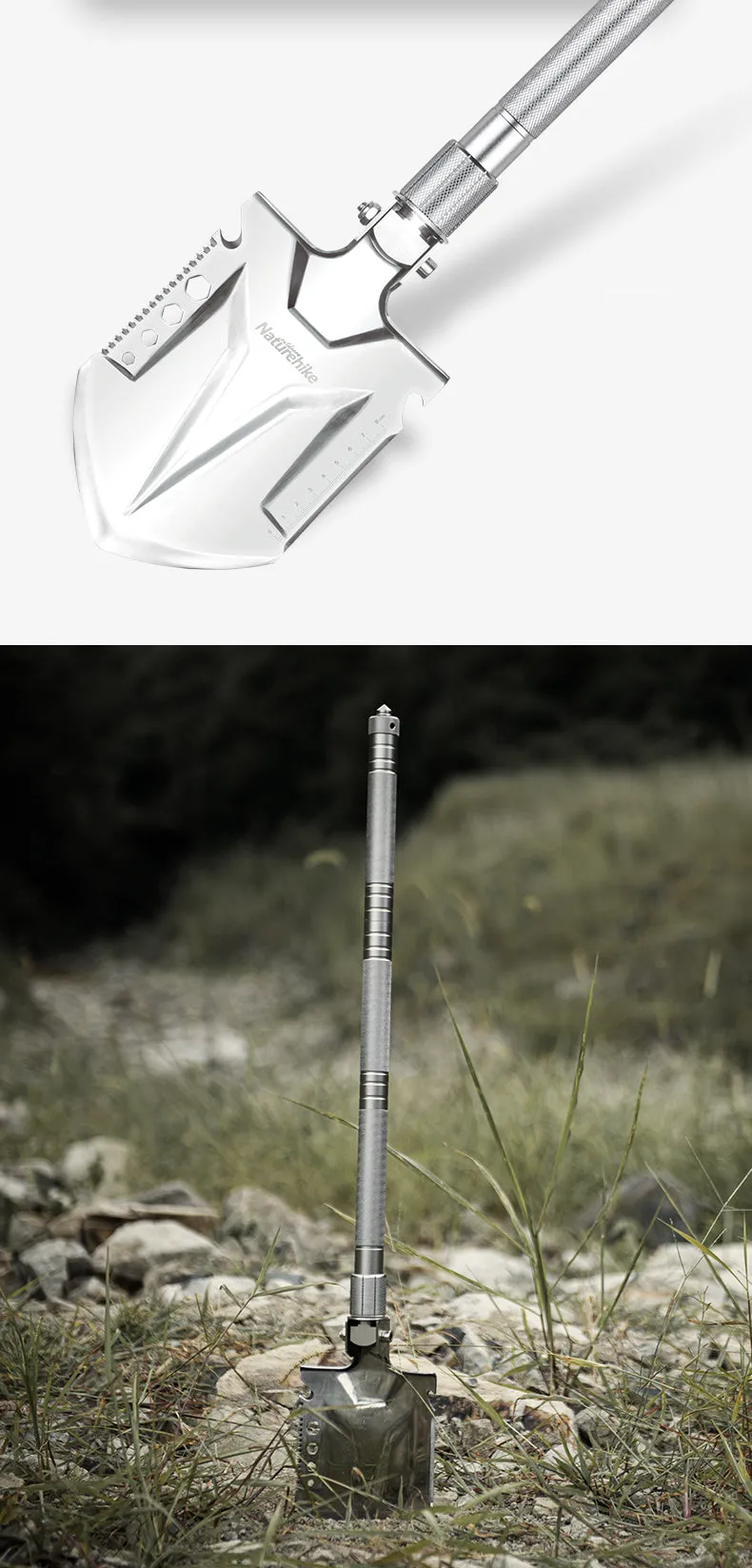 Outdoor Multifunctional Shovel Unique appearance Naturehike Group discount Silver