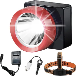 Outdoor Running Headlamp Waterproof Head Lamps for Camping/Hunting/Hiking/Fishing 5200mAh Rechargeable Led Headlights 5.1oz Lightweight Hands Free for Adults