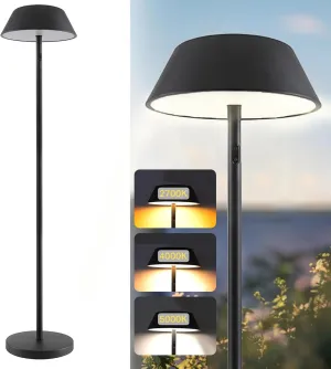 Outdoor Solar Powered Floor Lamp for Patios, Decks, Outdoor Living Spaces, Reading - Tall, Ultra Bright, Cordless, 3 Different Light Colors, Charge Battery by Solar or USB-C (2025 Solar Lamp)
