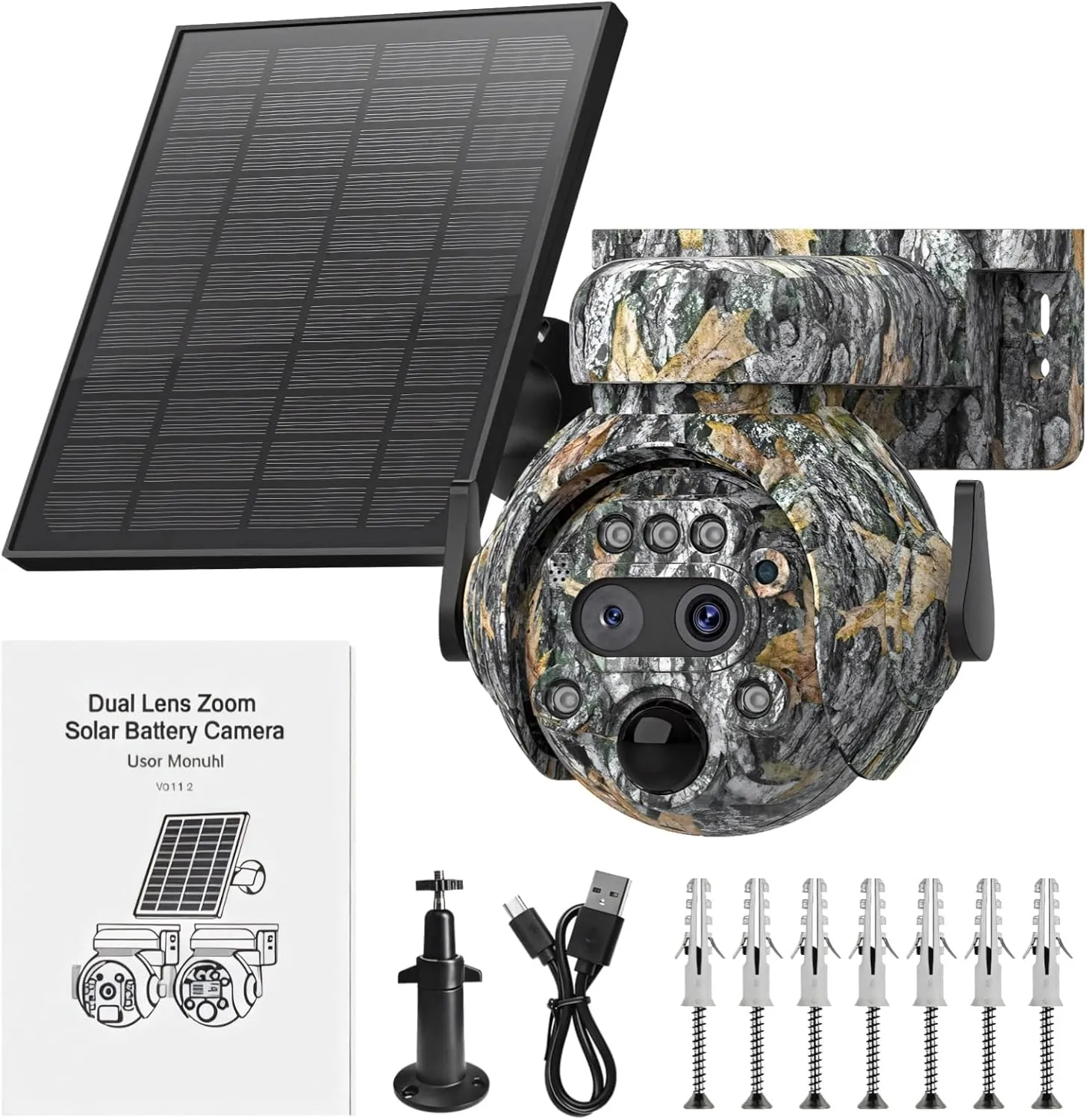Outdoor Solar Trail Camera, 6Mp Hd with WiFi, 12X Zoom, Ip65 Waterproof, 360° Surveillance