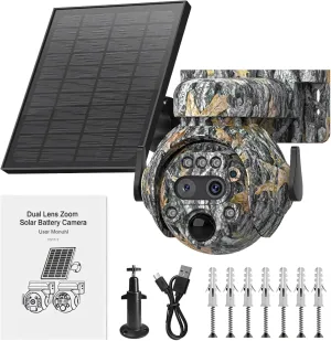 Outdoor Solar Trail Camera, 6Mp Hd with WiFi, 12X Zoom, Ip65 Waterproof, 360° Surveillance