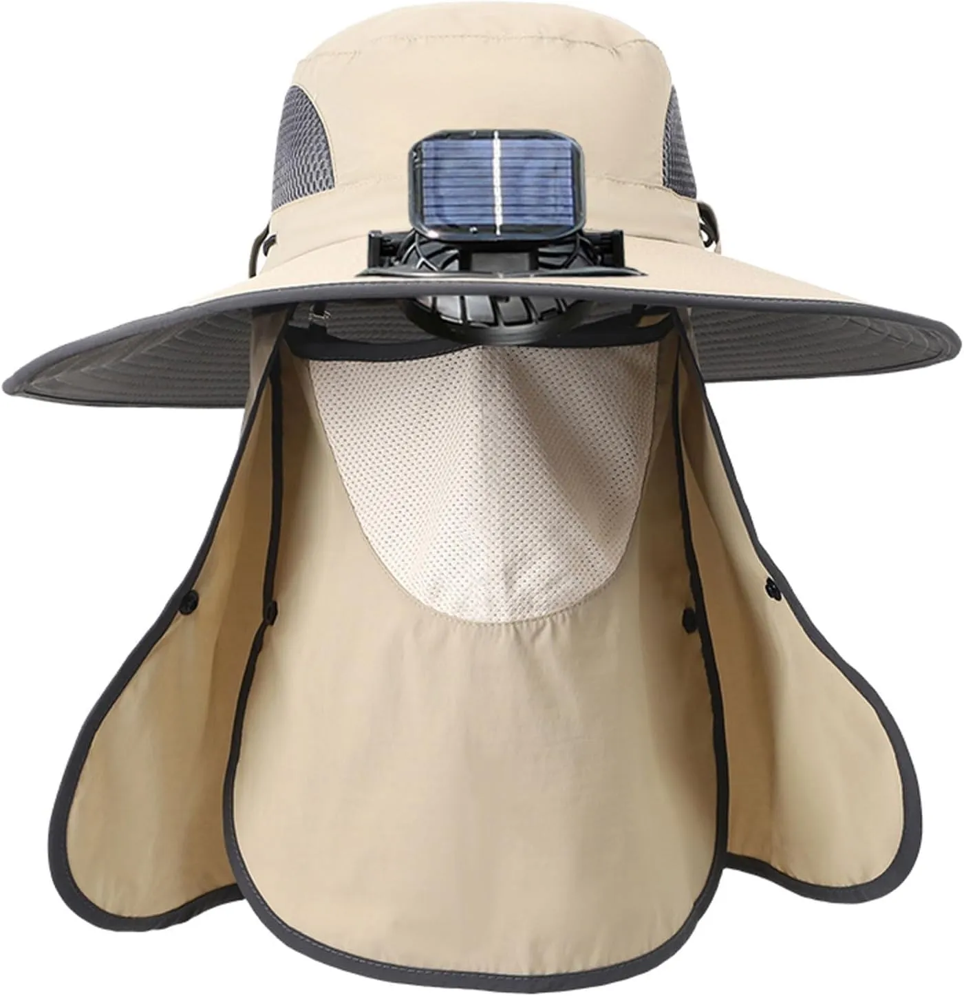 Outdoor Sun Bucket Hat for Men Women Wide Brim Sun Hat with USB Charging Solar Fan UPF 50  Hiking Bucket Fishing Hat
