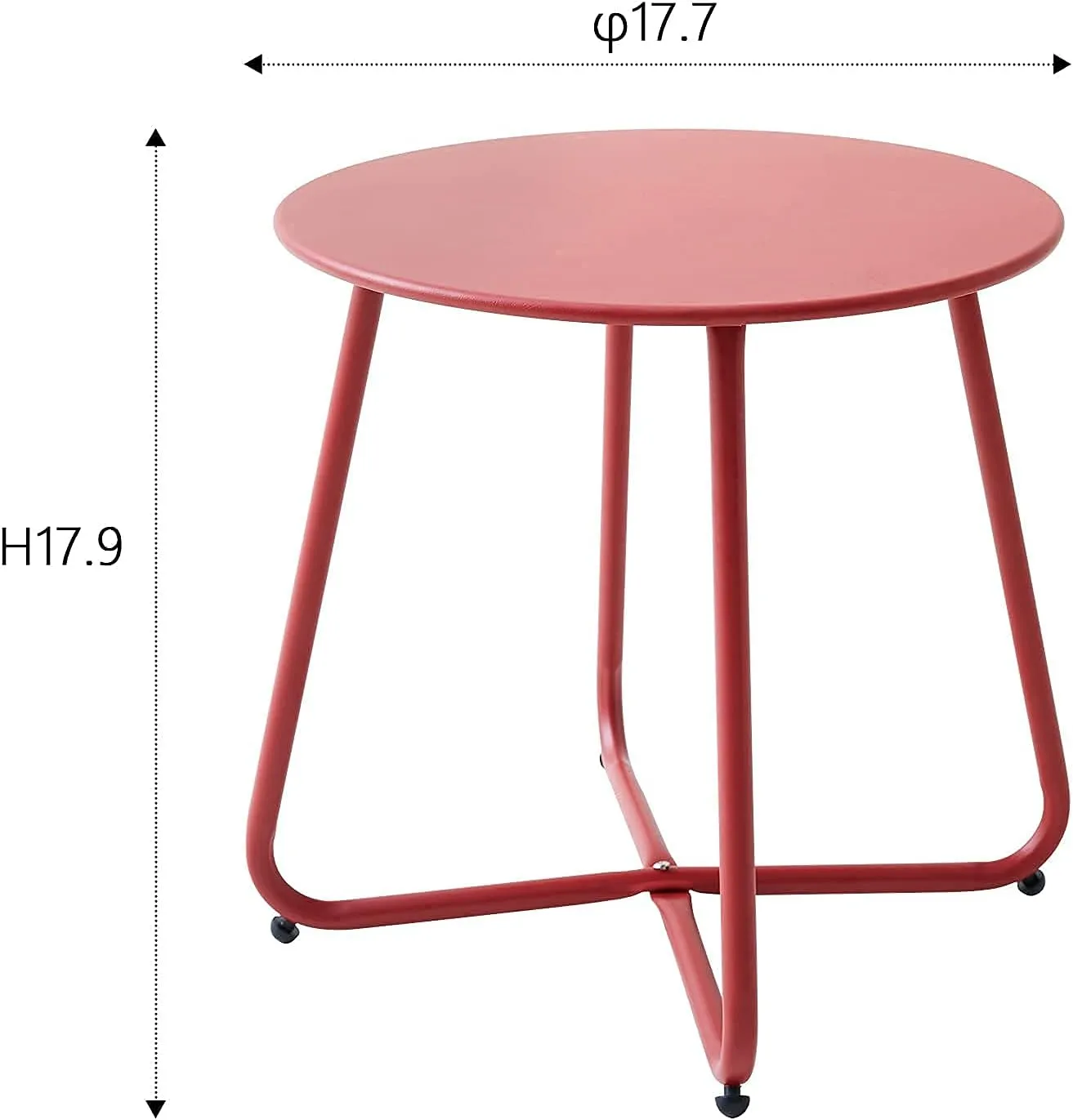 Outdoor Table Small Patio Side Table, Round Metal Side Table, Weatherproof, Portable, Outdoor End Table for Garden, Balcony, Yard (Red)